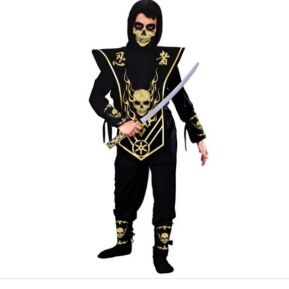 NWR Skull Ninja Boys Halloween Costume Sz: L (10/12)